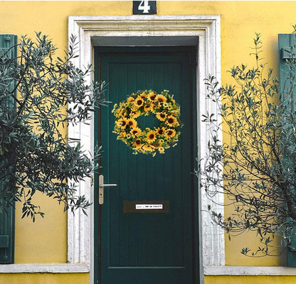 35-42cm Sunflower Wreath Artificial Leaf Plant Waterproof